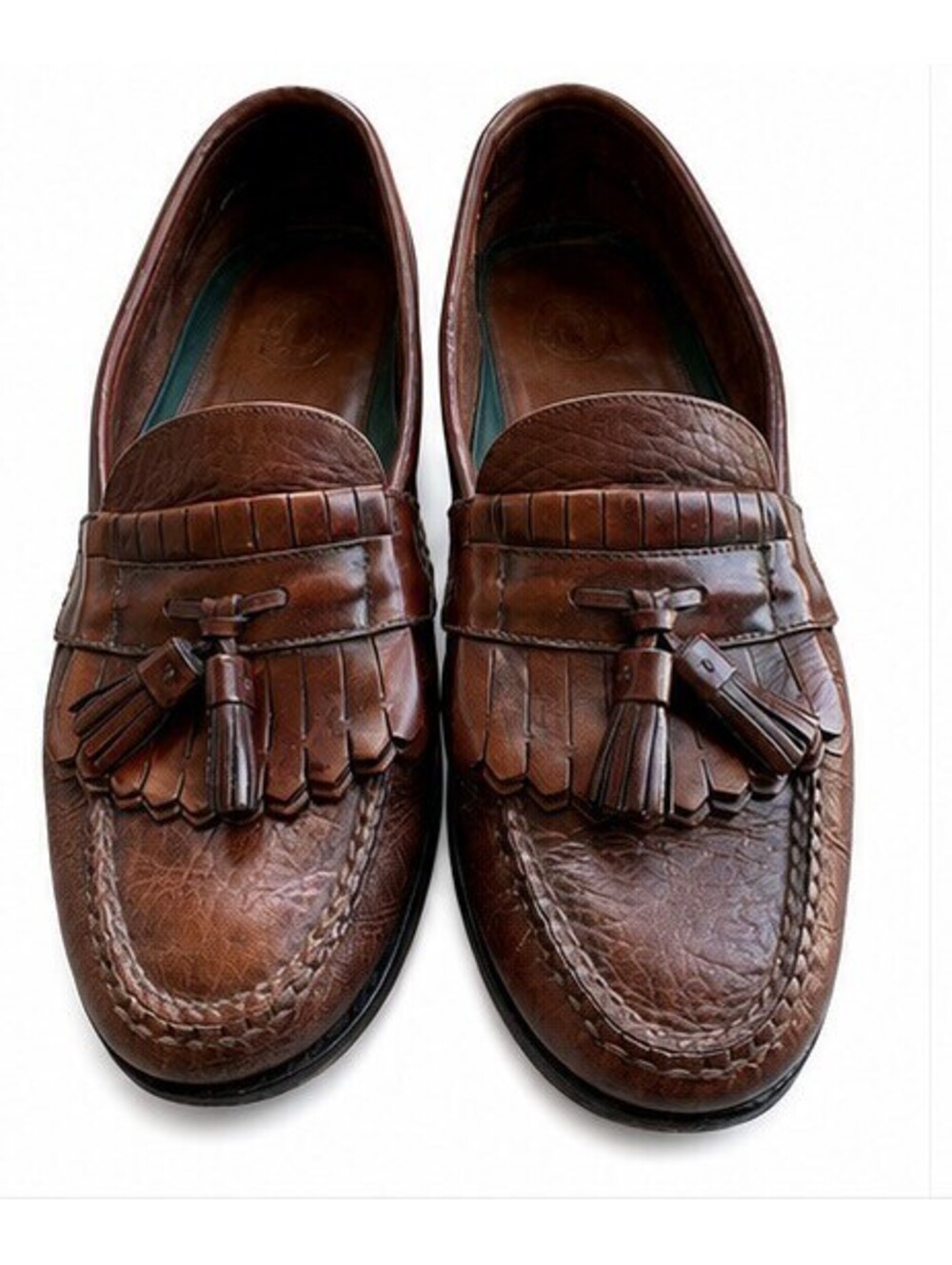 Vintage H.S. Trask Brown Leather Tassel Loafers Mens 9.5 Made in Brazil